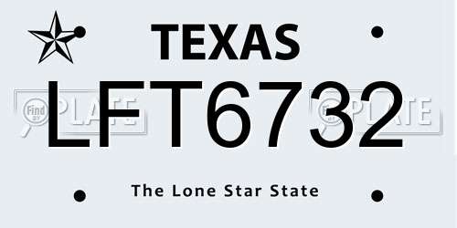 LFT6732 Texas License Plate