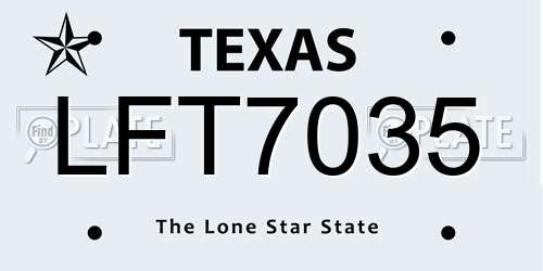 LFT7035 Texas License Plate