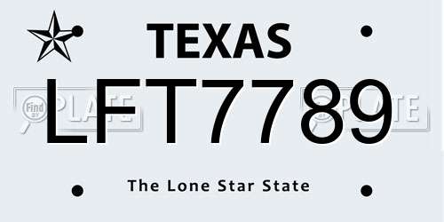 LFT7789 Texas License Plate