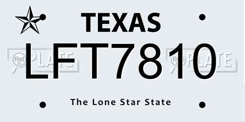 LFT7810 Texas License Plate