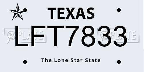 LFT7833 Texas License Plate