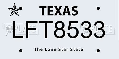 LFT8533 Texas License Plate