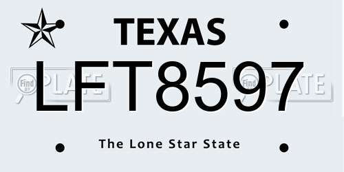 LFT8597 Texas License Plate