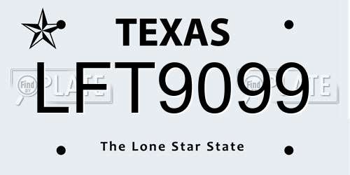 LFT9099 Texas License Plate
