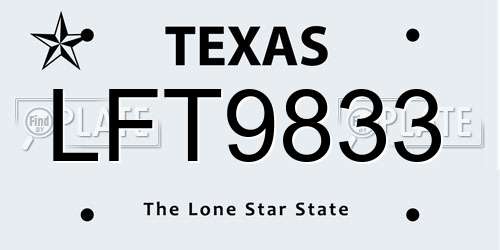 LFT9833 Texas License Plate