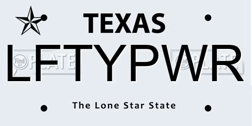 LFTYPWR Texas License Plate