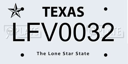 LFV0032 Texas License Plate