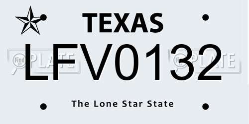 LFV0132 Texas License Plate