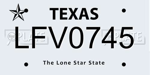 LFV0745 Texas License Plate