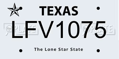 LFV1075 Texas License Plate