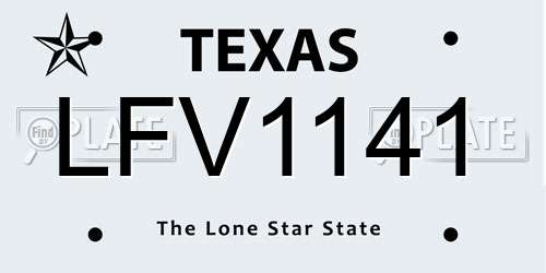 LFV1141 Texas License Plate