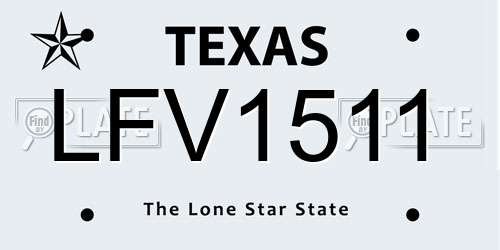 LFV1511 Texas License Plate