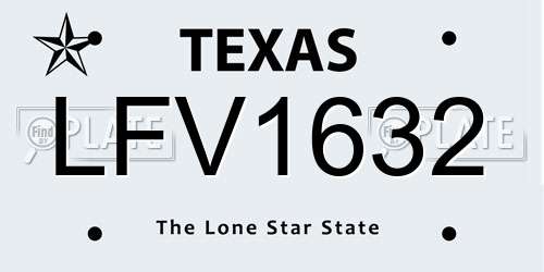 LFV1632 Texas License Plate