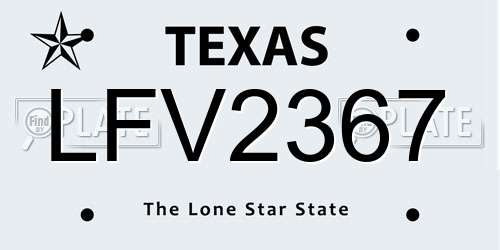 LFV2367 Texas License Plate