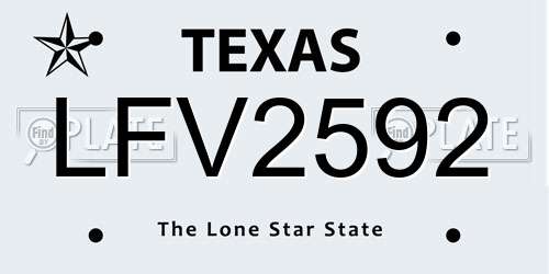 LFV2592 Texas License Plate