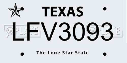 LFV3093 Texas License Plate