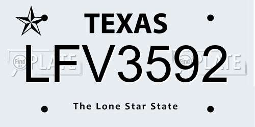 LFV3592 Texas License Plate