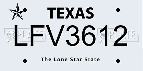 LFV3612 Texas License Plate
