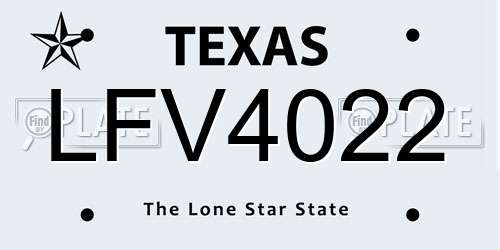 LFV4022 Texas License Plate