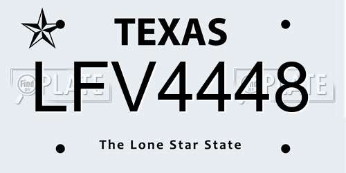 LFV4448 Texas License Plate