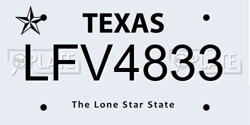 LFV4833 Texas License Plate