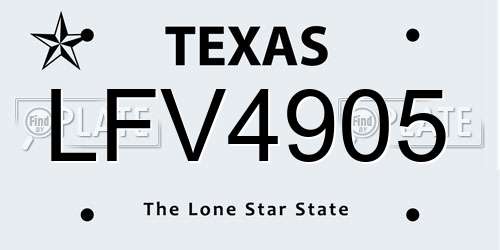 LFV4905 Texas License Plate