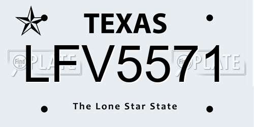 LFV5571 Texas License Plate