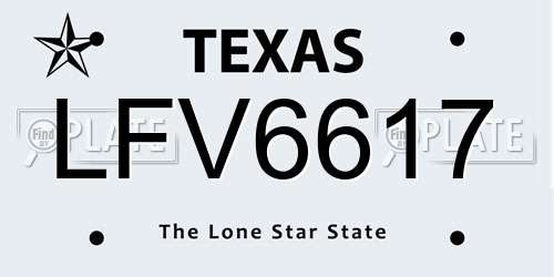 LFV6617 Texas License Plate
