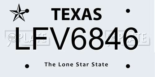 LFV6846 Texas License Plate