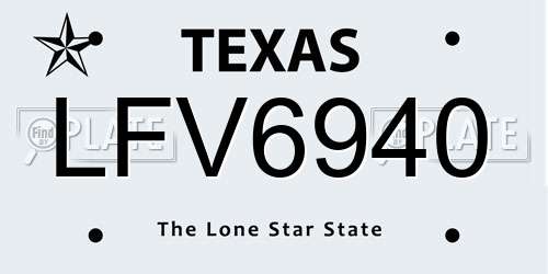 LFV6940 Texas License Plate