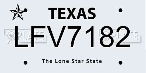 LFV7182 Texas License Plate