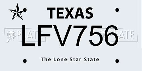 LFV756 Texas License Plate
