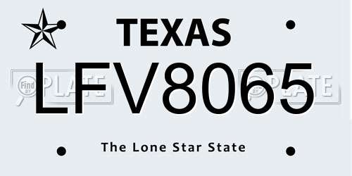 LFV8065 Texas License Plate
