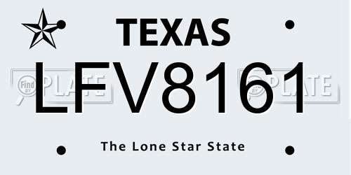 LFV8161 Texas License Plate