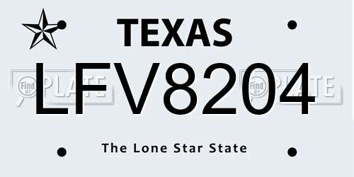 LFV8204 Texas License Plate