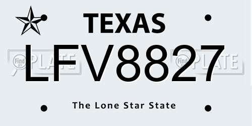 LFV8827 Texas License Plate