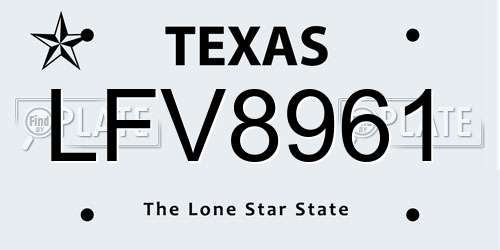 LFV8961 Texas License Plate