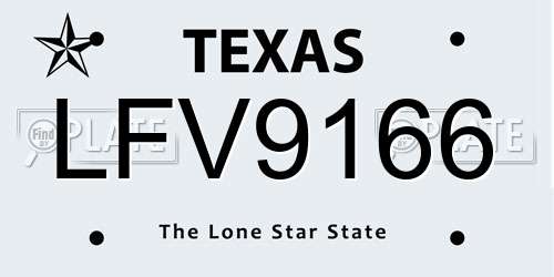 LFV9166 Texas License Plate