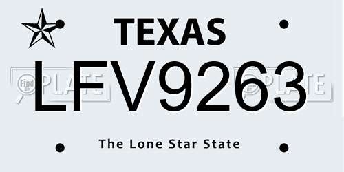 LFV9263 Texas License Plate