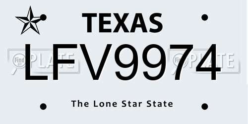 LFV9974 Texas License Plate