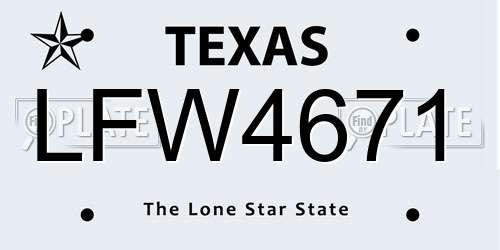 LFW4671 Texas License Plate