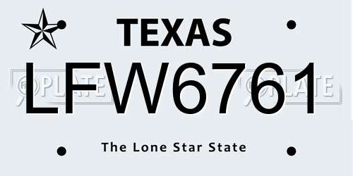 LFW6761 Texas License Plate
