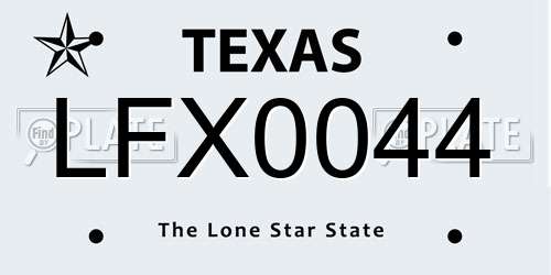 LFX0044 Texas License Plate