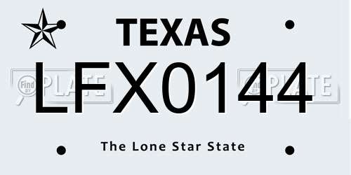 LFX0144 Texas License Plate