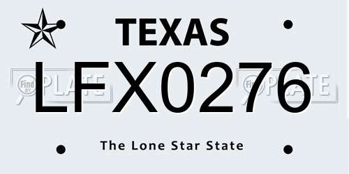LFX0276 Texas License Plate