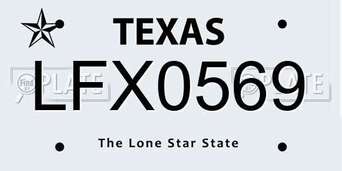 LFX0569 Texas License Plate