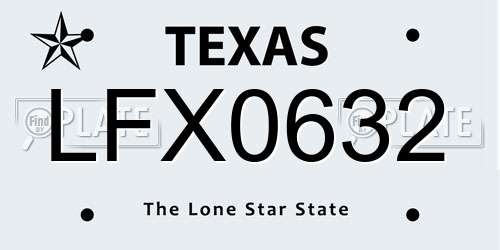 LFX0632 Texas License Plate