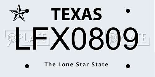 LFX0809 Texas License Plate