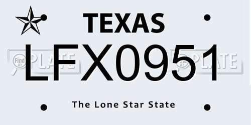 LFX0951 Texas License Plate