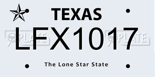 LFX1017 Texas License Plate